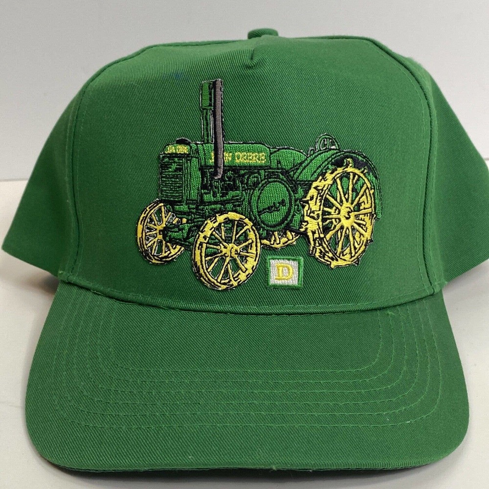 VTG John Deere Trucker Hat Tractor Patch Snapback Cap San Sun Adjustable